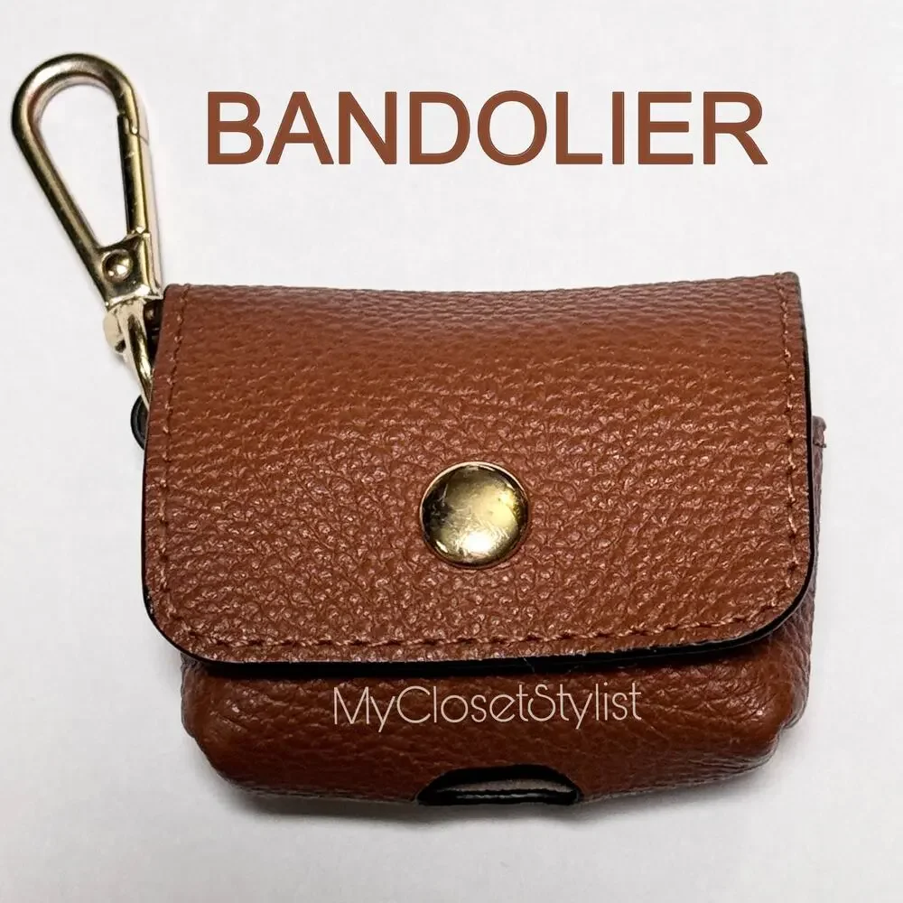 BANDOLIER Saddle Pebbled Leather airPods Case RARE & NEW! Gold Hardware version